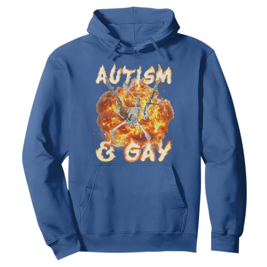 Funny Skeleton Meme Hoodie Autistic and Gay TS09 Royal Blue Print Your Wear