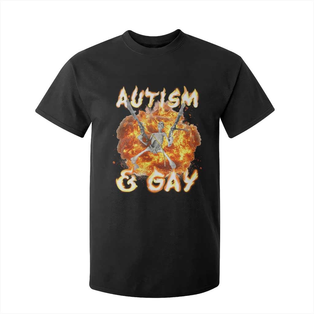 Funny Skeleton Meme T Shirt For Kid Autistic and Gay TS09 Black Print Your Wear