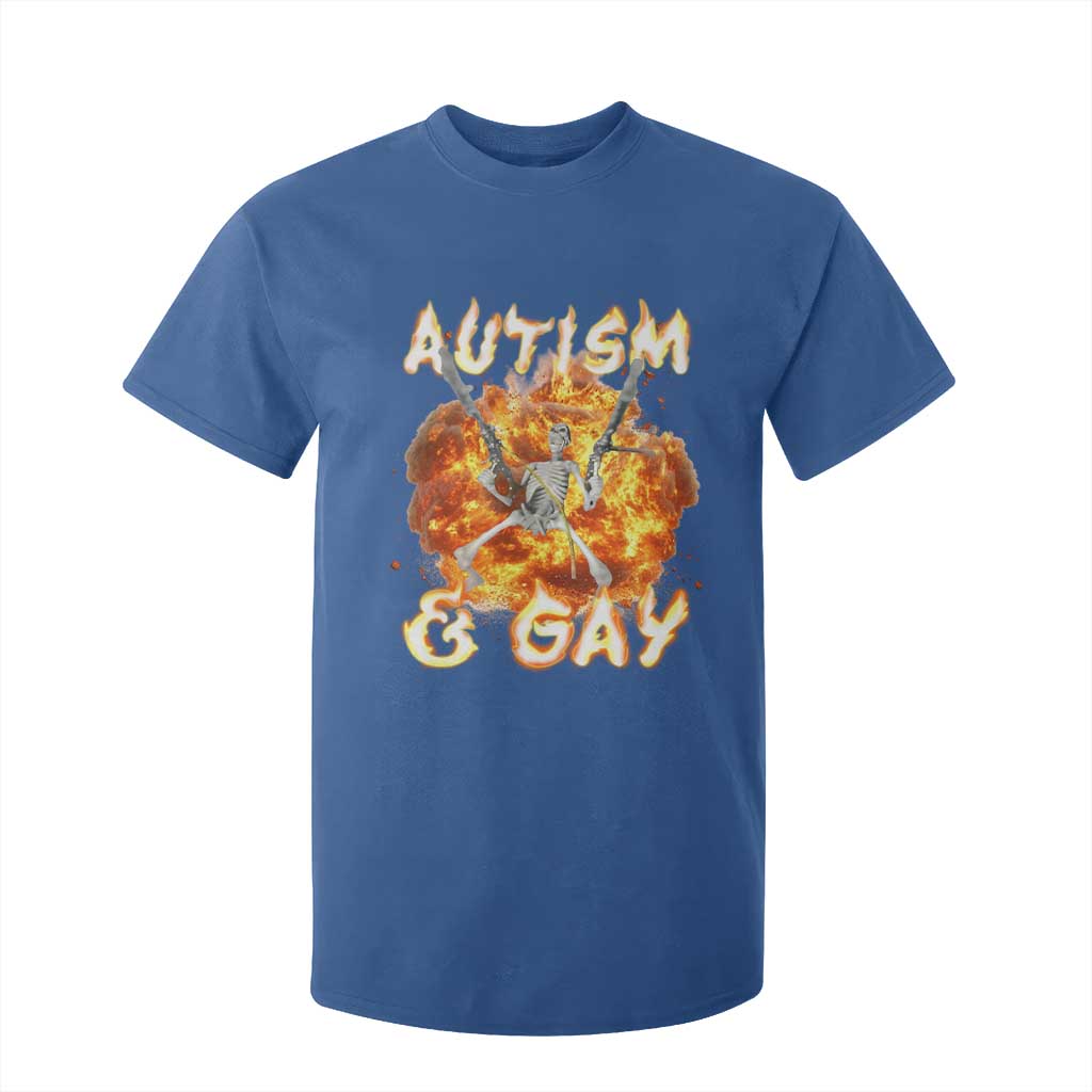 Funny Skeleton Meme T Shirt For Kid Autistic and Gay TS09 Royal Blue Print Your Wear
