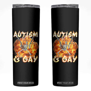 Funny Skeleton Meme Skinny Tumbler Autistic and Gay TS09 Black Print Your Wear