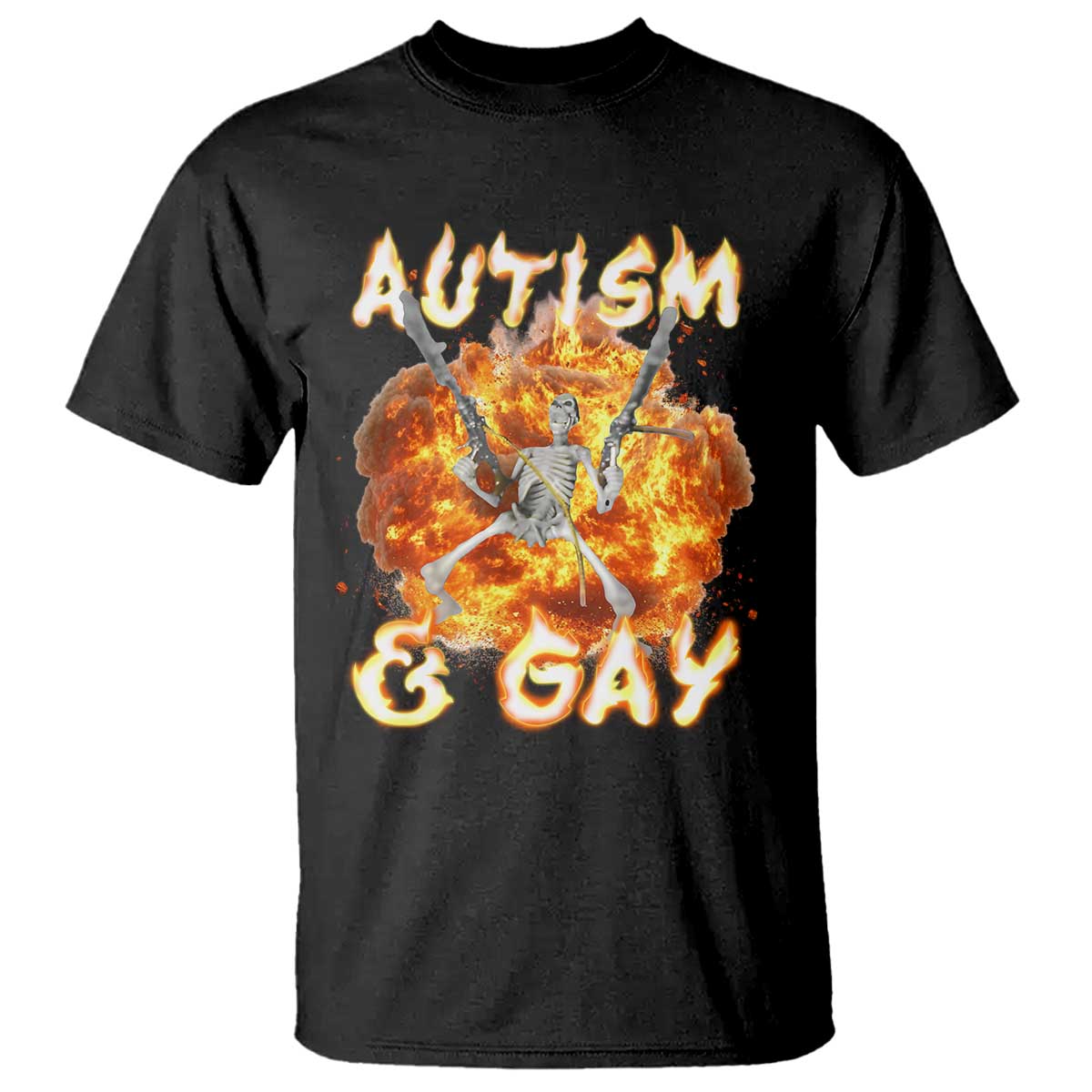 Funny Skeleton Meme T Shirt Autistic and Gay TS09 Black Print Your Wear
