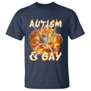 Funny Skeleton Meme T Shirt Autistic and Gay TS09 Navy Print Your Wear