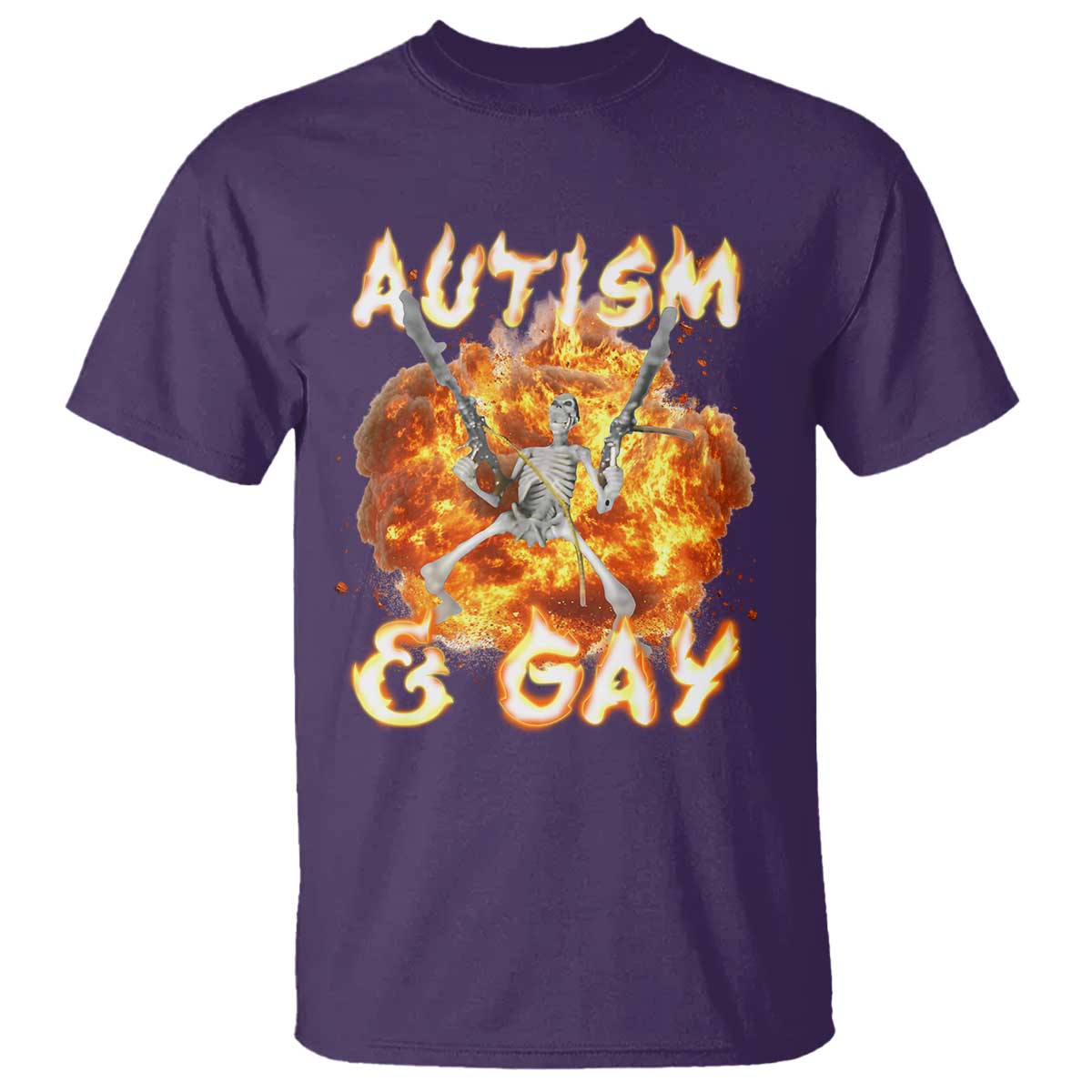 Funny Skeleton Meme T Shirt Autistic and Gay TS09 Purple Print Your Wear