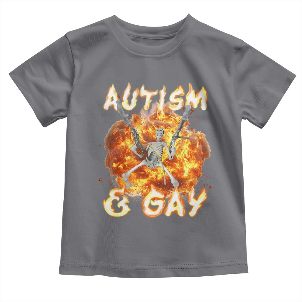 Funny Skeleton Meme Toddler T Shirt Autistic and Gay TS09 Charcoal Print Your Wear