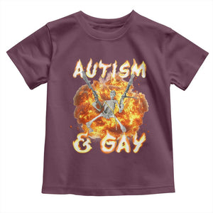 Funny Skeleton Meme Toddler T Shirt Autistic and Gay TS09 Maroon Print Your Wear