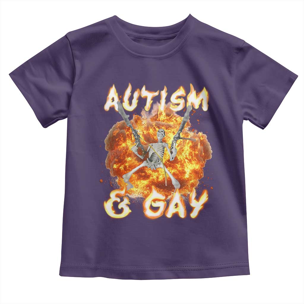 Funny Skeleton Meme Toddler T Shirt Autistic and Gay TS09 Purple Print Your Wear