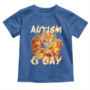Funny Skeleton Meme Toddler T Shirt Autistic and Gay TS09 Royal Blue Print Your Wear