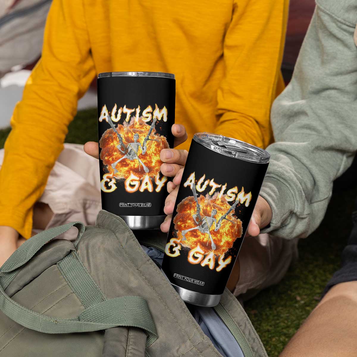 Funny Skeleton Meme Tumbler Cup Autistic and Gay TS09 Print Your Wear