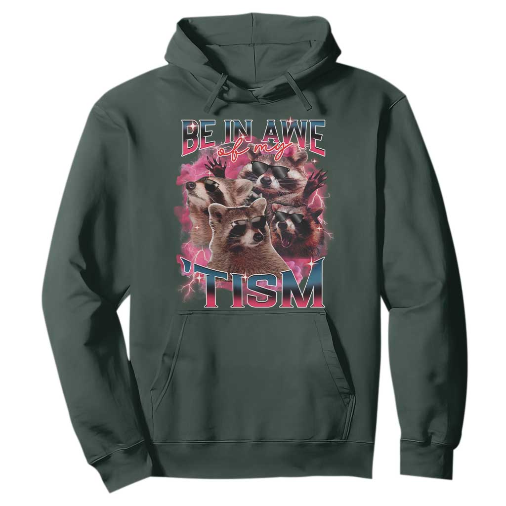 Funny Meme Autistic Raccoon Hoodie Be In Awe Of My 'Tism TS09 Dark Forest Green Print Your Wear