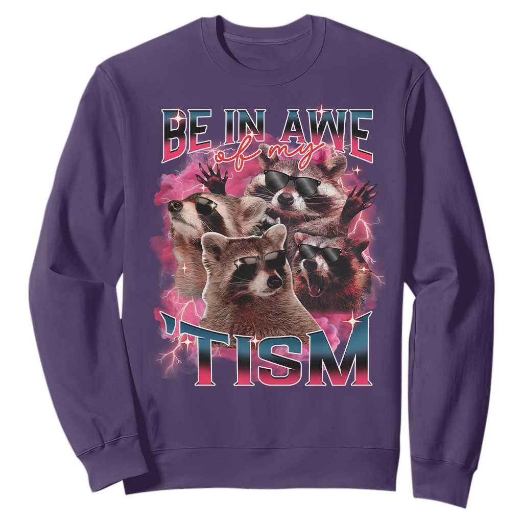 Funny Meme Autistic Raccoon Sweatshirt Be In Awe Of My 'Tism TS09 Purple Print Your Wear