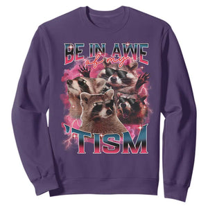 Funny Meme Autistic Raccoon Sweatshirt Be In Awe Of My 'Tism TS09 Purple Print Your Wear