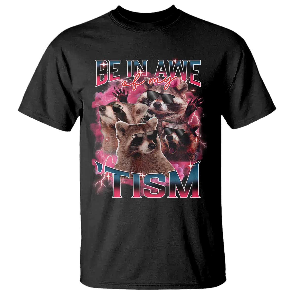 Funny Meme Autistic Raccoon T Shirt Be In Awe Of My 'Tism TS09 Black Print Your Wear