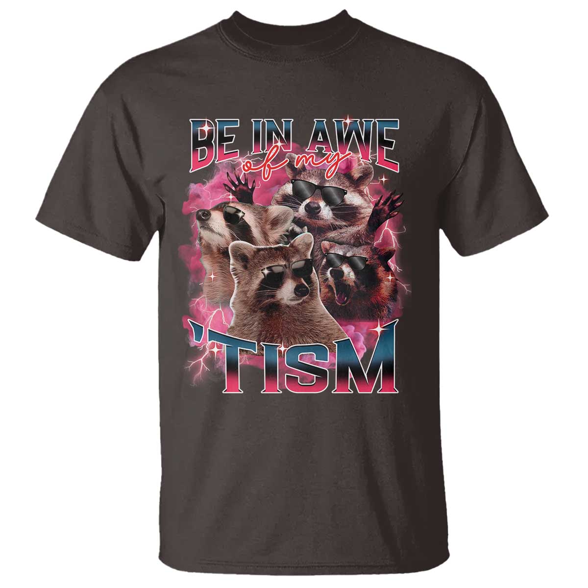 Funny Meme Autistic Raccoon T Shirt Be In Awe Of My 'Tism TS09 Dark Chocolate Print Your Wear
