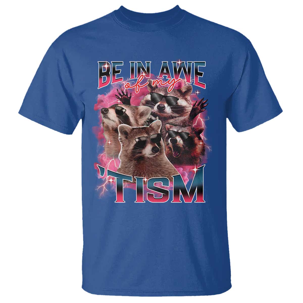 Funny Meme Autistic Raccoon T Shirt Be In Awe Of My 'Tism TS09 Royal Blue Print Your Wear