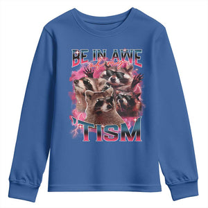 Funny Meme Autistic Raccoon Youth Sweatshirt Be In Awe Of My 'Tism TS09 Royal Blue Print Your Wear