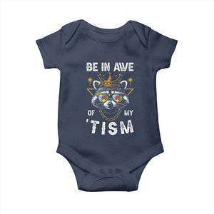 Funny Autistic Raccoon Baby Onesie Be In Awe Of My 'Tism TS09 Navy Print Your Wear