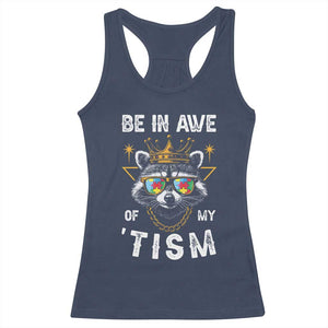 Funny Autistic Raccoon Racerback Tank Top Be In Awe Of My 'Tism TS09 Navy Print Your Wear