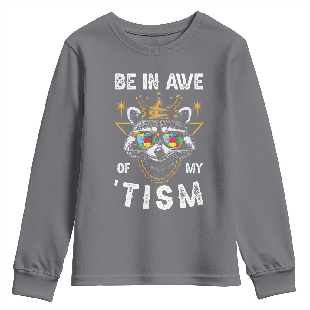 Funny Autistic Raccoon Youth Sweatshirt Be In Awe Of My 'Tism TS09 Charcoal Print Your Wear