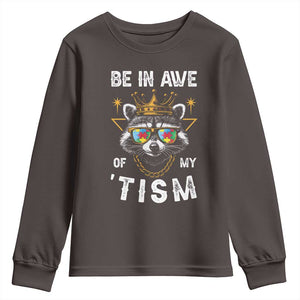 Funny Autistic Raccoon Youth Sweatshirt Be In Awe Of My 'Tism TS09 Dark Chocolate Print Your Wear