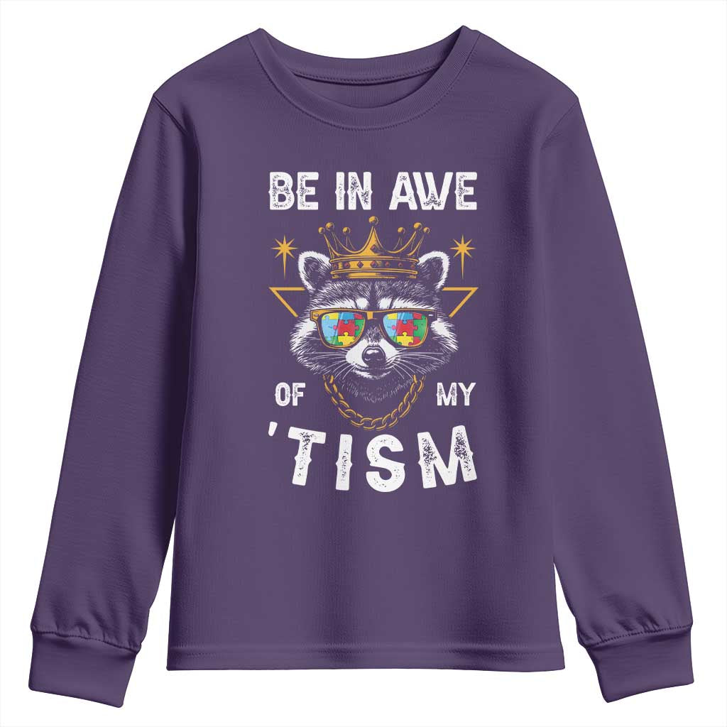 Funny Autistic Raccoon Youth Sweatshirt Be In Awe Of My 'Tism TS09 Purple Print Your Wear