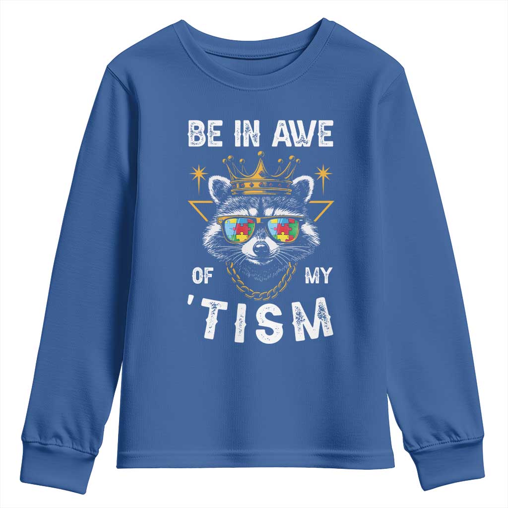 Funny Autistic Raccoon Youth Sweatshirt Be In Awe Of My 'Tism TS09 Royal Blue Print Your Wear