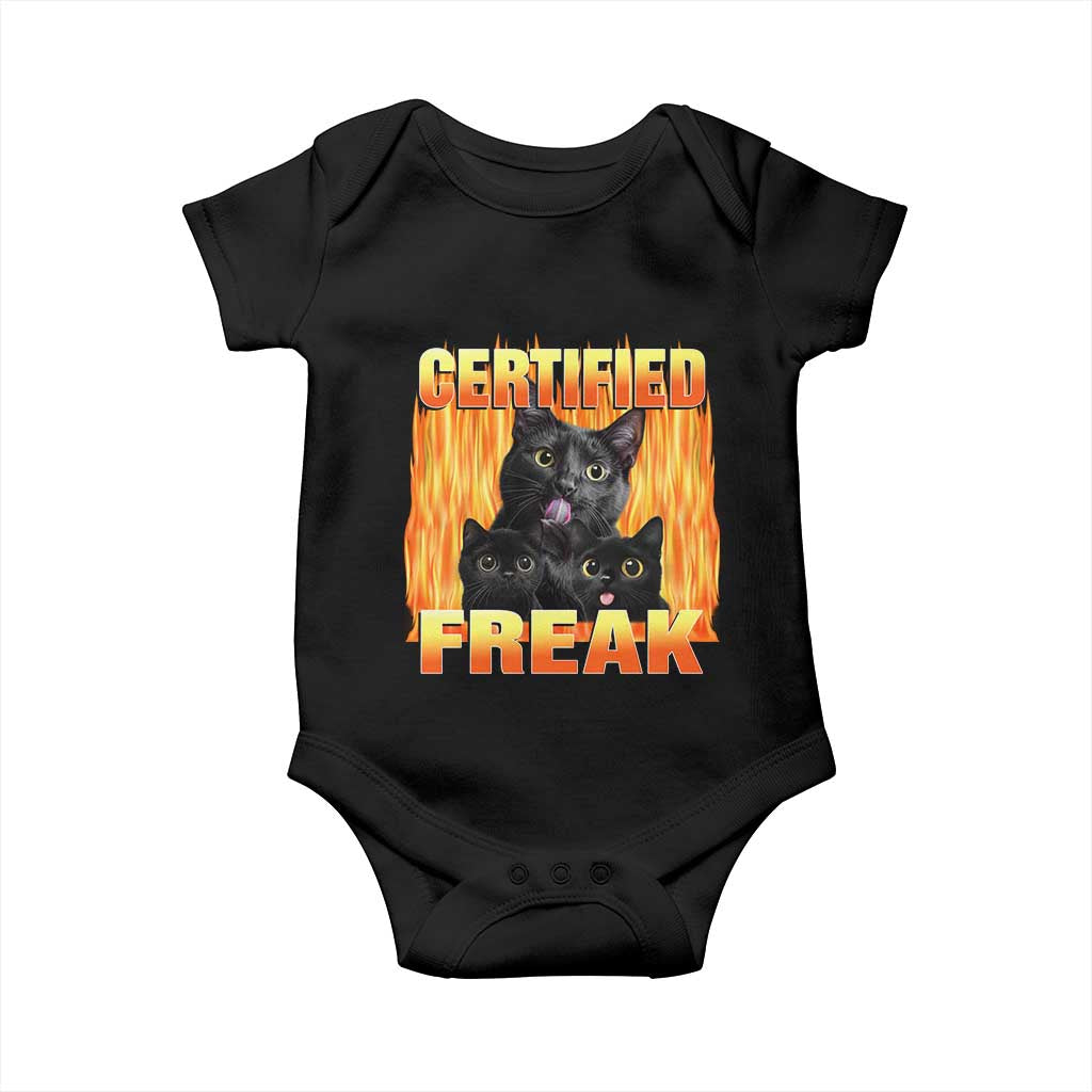 Funny Cat Meme Baby Onesie Certified Freak TS09 Black Print Your Wear