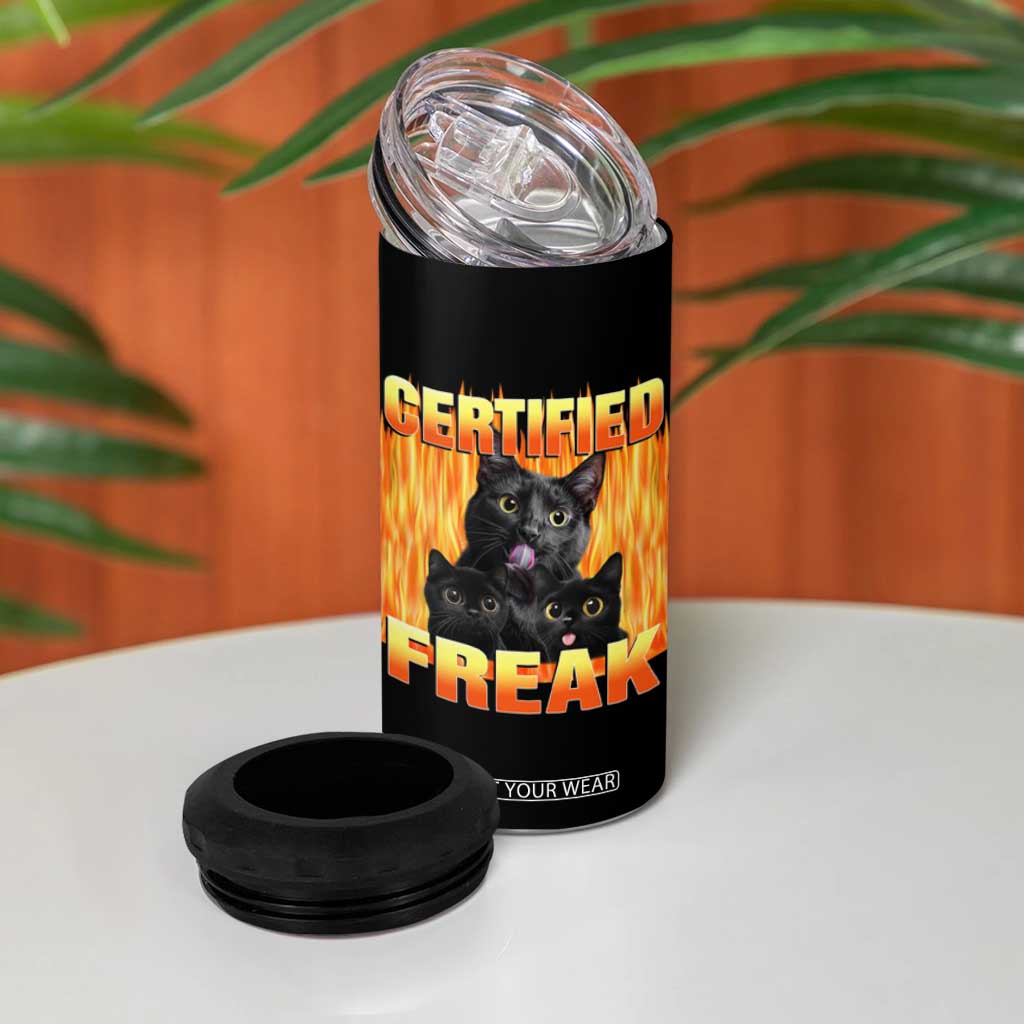 Funny Cat Meme 4 in 1 Can Cooler Tumbler Certified Freak TS09 Print Your Wear