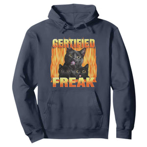 Funny Cat Meme Hoodie Certified Freak TS09 Navy Print Your Wear