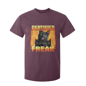 Funny Cat Meme T Shirt For Kid Certified Freak TS09 Maroon Print Your Wear
