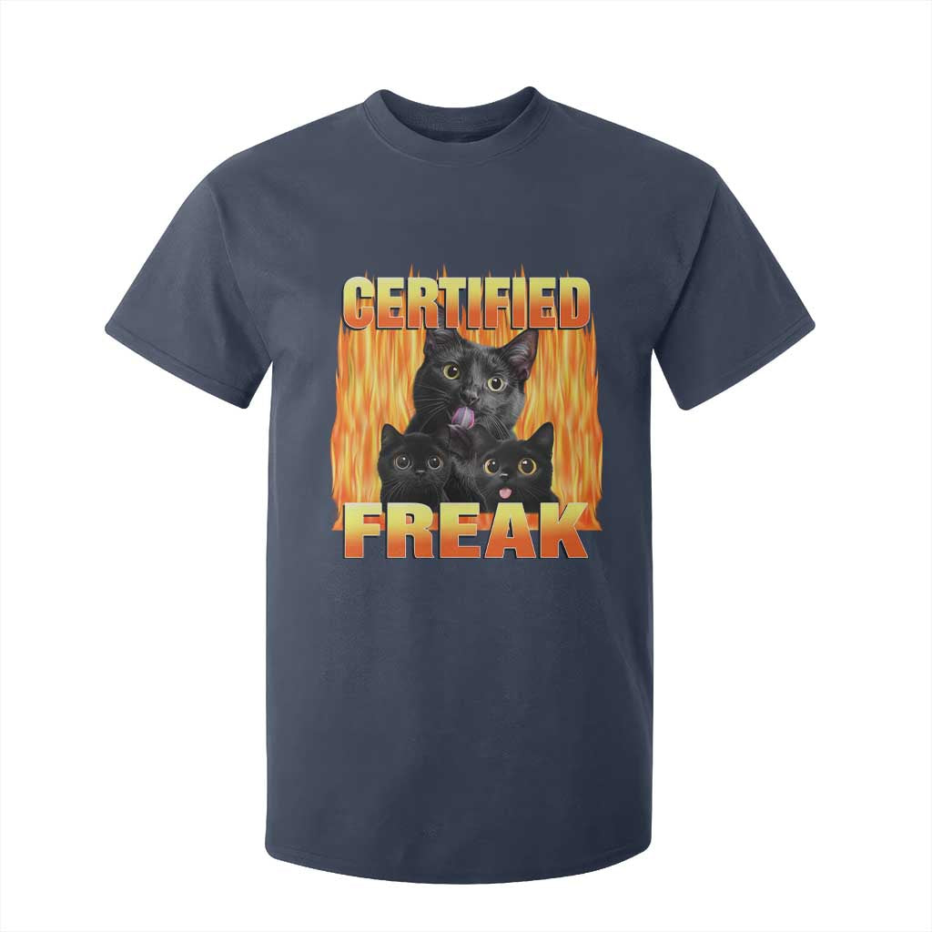 Funny Cat Meme T Shirt For Kid Certified Freak TS09 Navy Print Your Wear