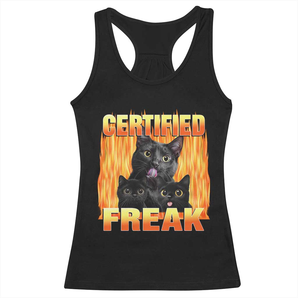 Funny Cat Meme Racerback Tank Top Certified Freak TS09 Black Print Your Wear