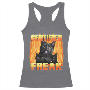 Funny Cat Meme Racerback Tank Top Certified Freak TS09 Charcoal Print Your Wear