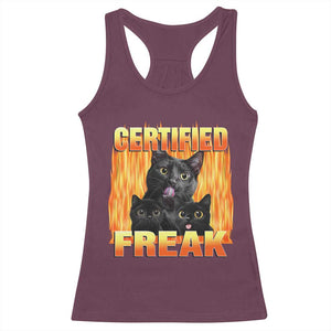 Funny Cat Meme Racerback Tank Top Certified Freak TS09 Maroon Print Your Wear