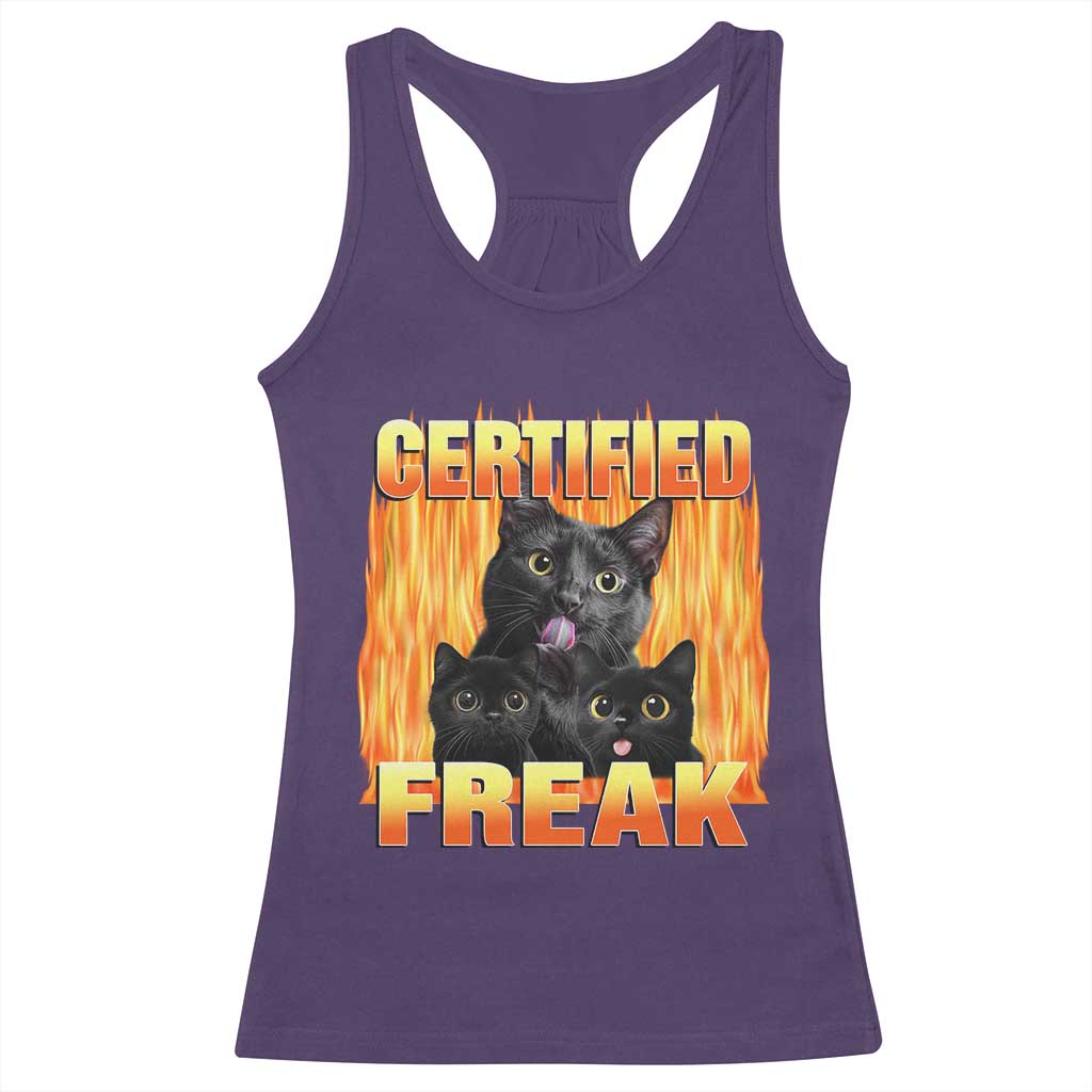 Funny Cat Meme Racerback Tank Top Certified Freak TS09 Purple Print Your Wear