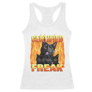 Funny Cat Meme Racerback Tank Top Certified Freak TS09 White Print Your Wear