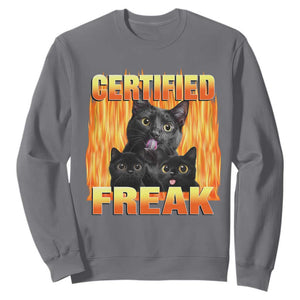 Funny Cat Meme Sweatshirt Certified Freak TS09 Charcoal Print Your Wear