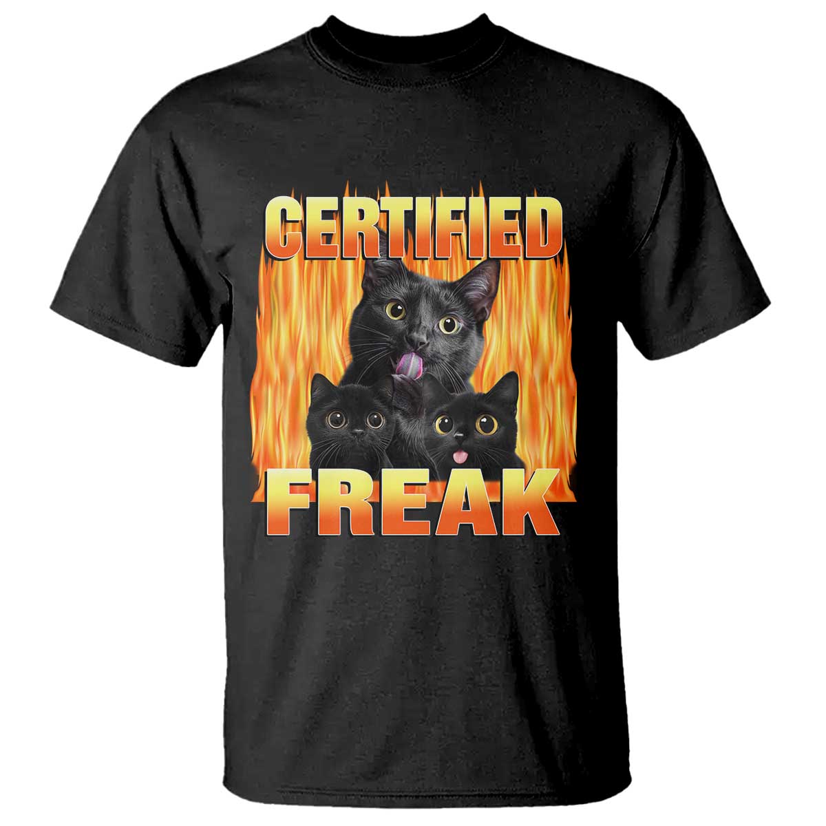 Funny Cat Meme T Shirt Certified Freak TS09 Black Print Your Wear