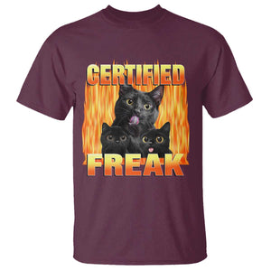 Funny Cat Meme T Shirt Certified Freak TS09 Maroon Print Your Wear