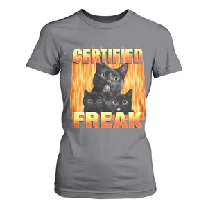 Funny Cat Meme T Shirt For Women Certified Freak TS09 Charcoal Print Your Wear