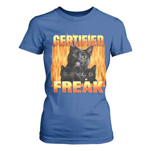 Funny Cat Meme T Shirt For Women Certified Freak TS09 Royal Blue Print Your Wear