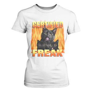 Funny Cat Meme T Shirt For Women Certified Freak TS09 White Print Your Wear