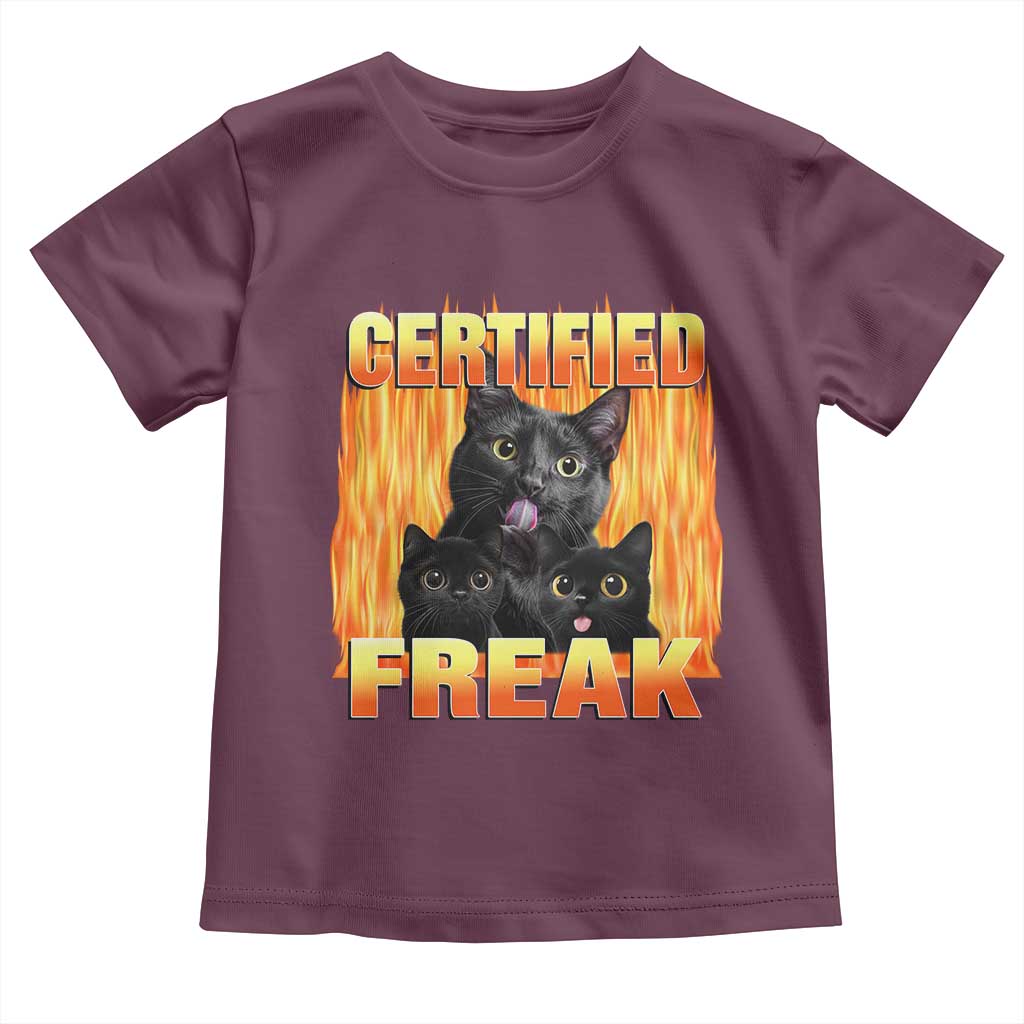 Funny Cat Meme Toddler T Shirt Certified Freak TS09 Maroon Print Your Wear