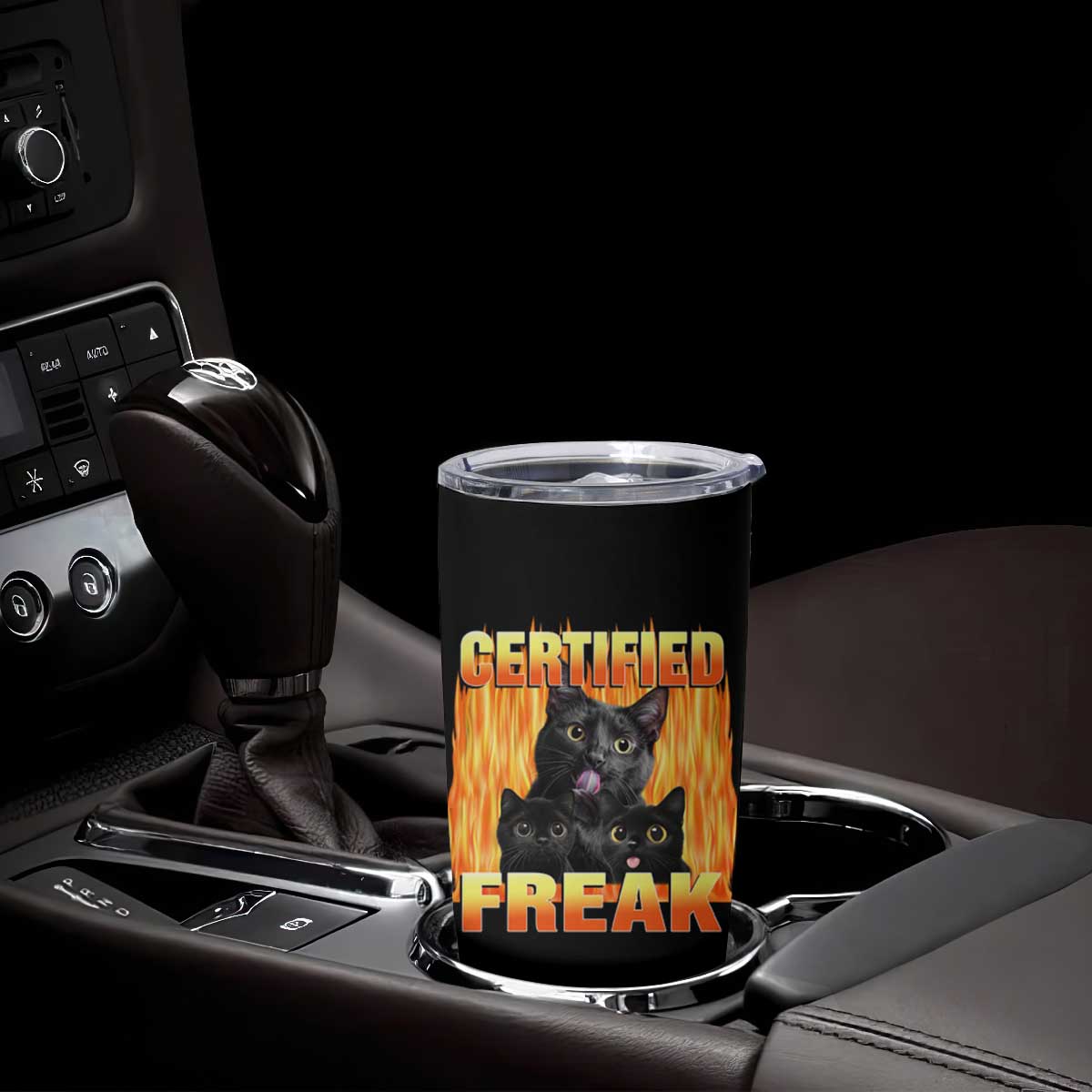 Funny Cat Meme Tumbler Cup Certified Freak TS09 Print Your Wear