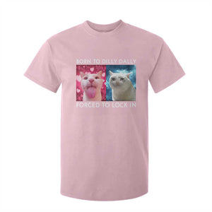 Funny Cat Meme T Shirt For Kid Born To Dilly Dally Forced To Lock In TS09 Light Pink Print Your Wear