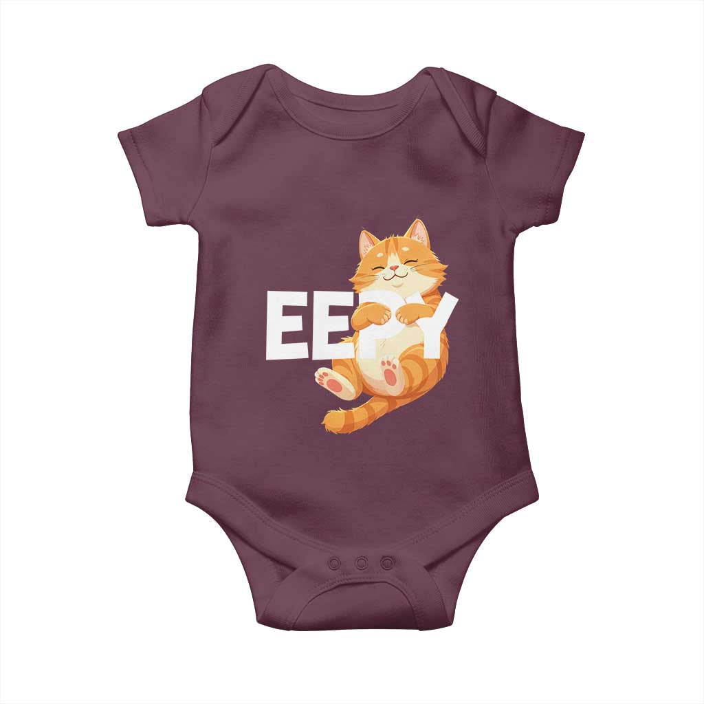Funny Cat Meme Baby Onesie Eepy Cat Silly Sleepy Cat TS09 Maroon Print Your Wear