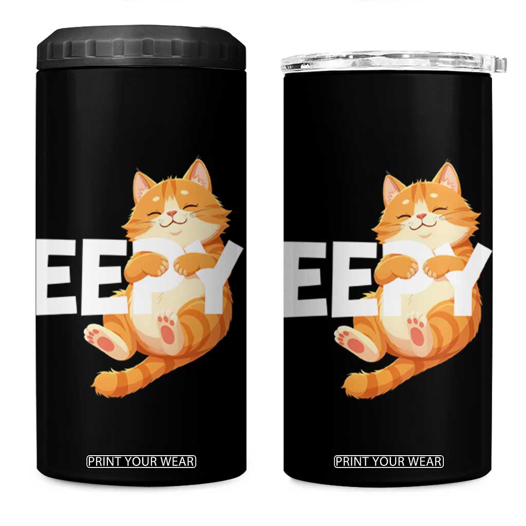 Funny Cat Meme 4 in 1 Can Cooler Tumbler Eepy Cat Silly Sleepy Cat TS09 One Size: 16 oz Black Print Your Wear