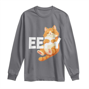 Funny Cat Meme Long Sleeve Shirt Eepy Cat Silly Sleepy Cat TS09 Charcoal Print Your Wear