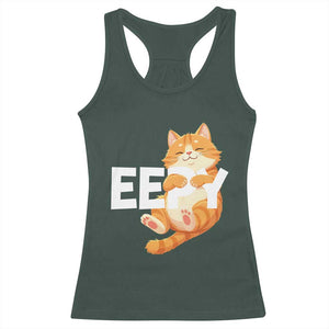 Funny Cat Meme Racerback Tank Top Eepy Cat Silly Sleepy Cat TS09 Dark Forest Green Print Your Wear