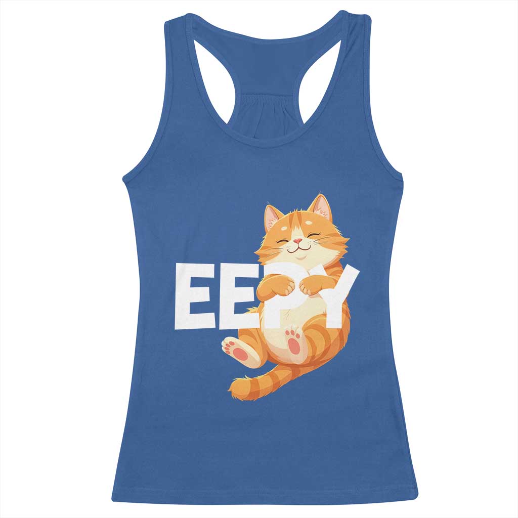 Funny Cat Meme Racerback Tank Top Eepy Cat Silly Sleepy Cat TS09 Royal Blue Print Your Wear