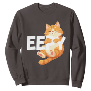 Funny Cat Meme Sweatshirt Eepy Cat Silly Sleepy Cat TS09 Dark Chocolate Print Your Wear